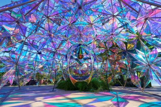 大温室の「光とバラのインスタレ ーション」